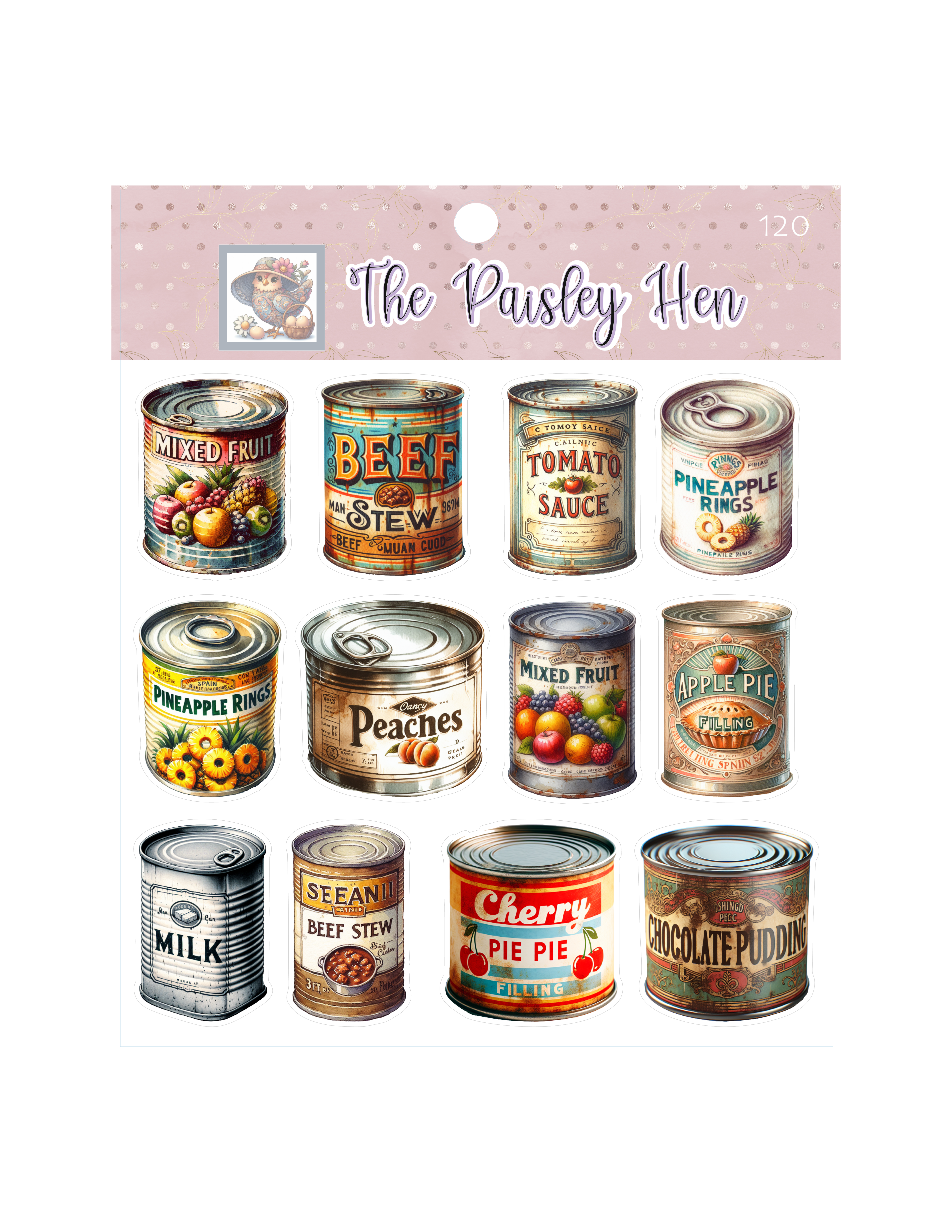 Vintage Canned Goods Sticker Bundle