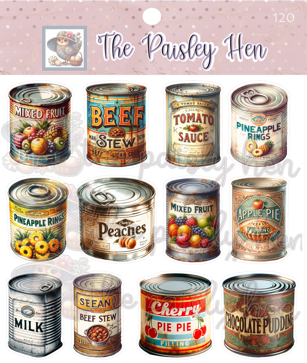 Vintage Canned Goods Sticker Bundle