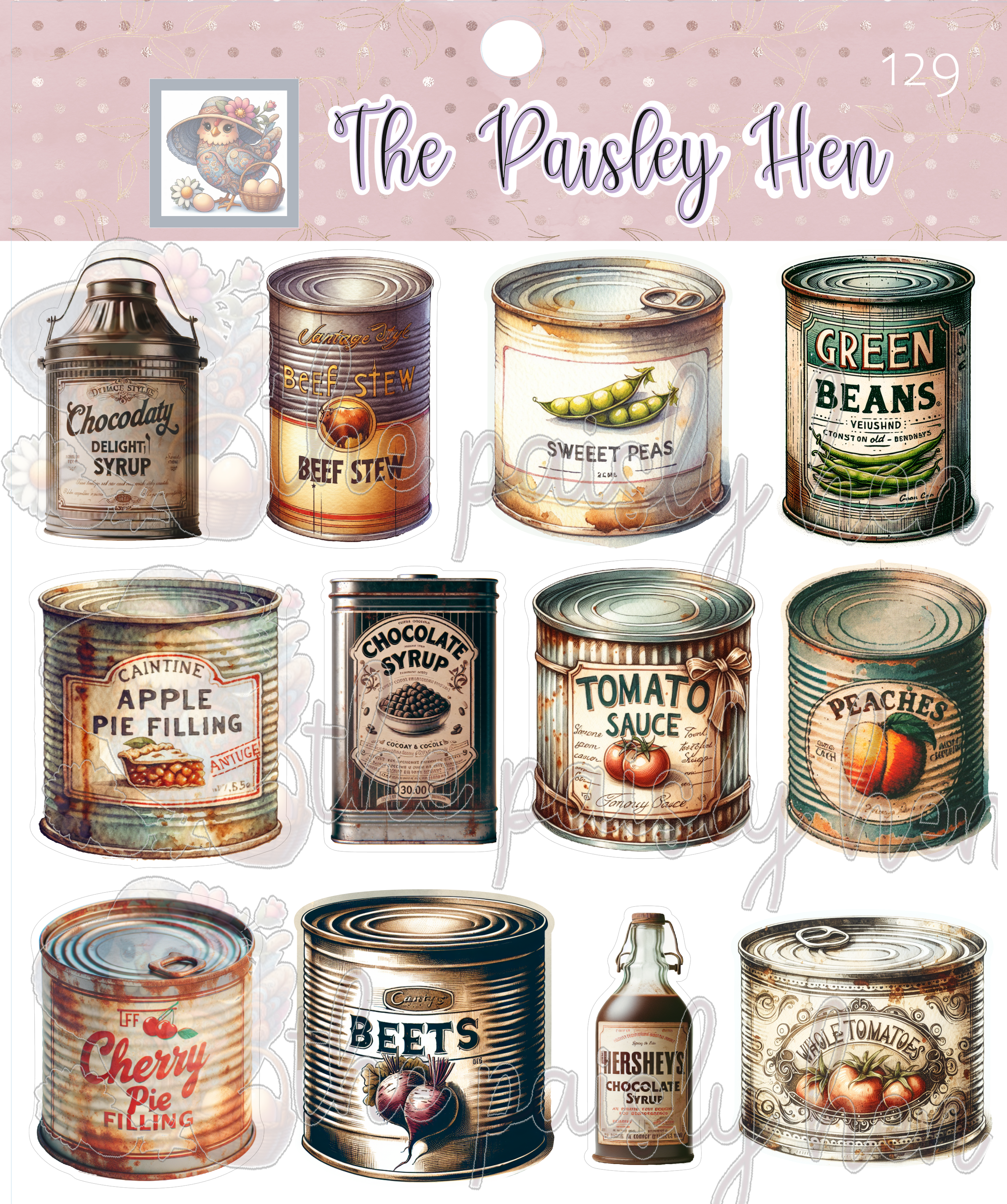 Vintage Canned Goods Sticker Bundle