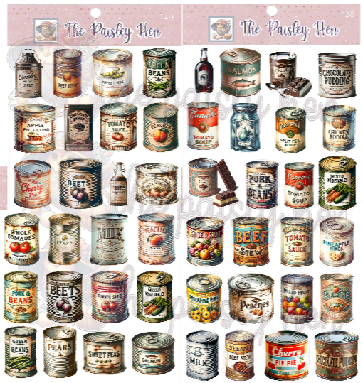 Vintage Canned Goods Sticker Bundle