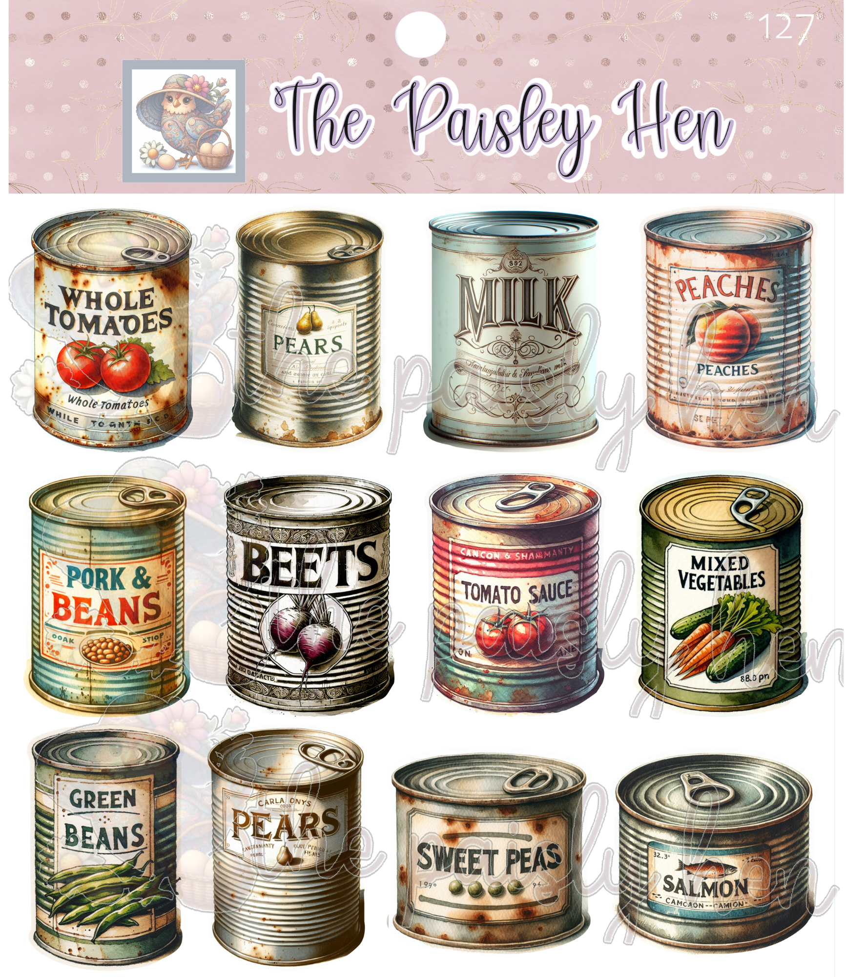 Vintage Canned Goods Sticker Bundle